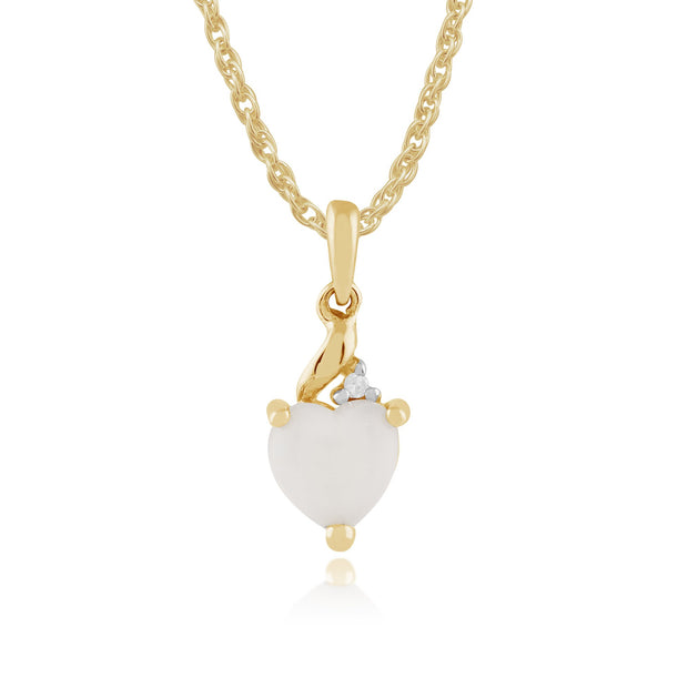 Classic Opal & Diamond Heart Pendant on Chain Image 1