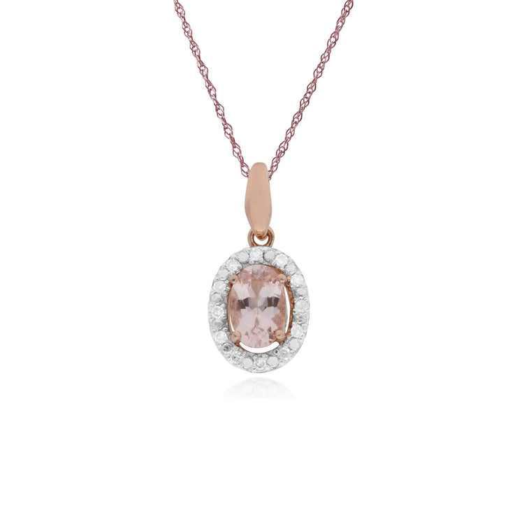 Classic Morganite & Diamond Halo Pendant Image 1