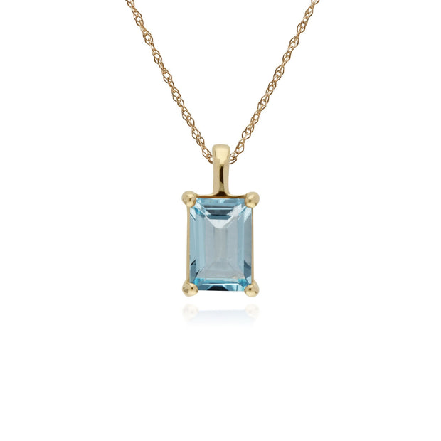 Classic Baguette Blue Topaz Pendant Image 1