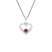 Classic Ruby & Diamond Heart Drop Earrings & Pendant Set Image 3