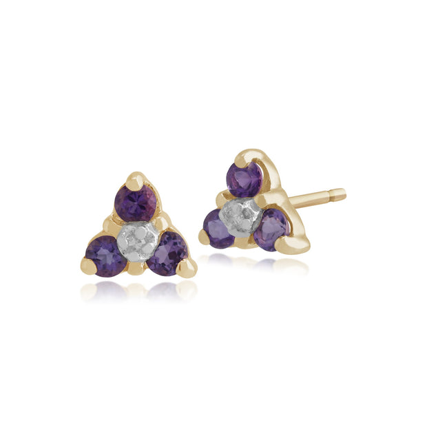 Classic Amethyst & Diamond Stud Earrings Image 1