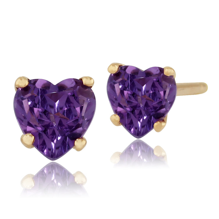 Classic Amethyst Heart Stud Earrings Image 1