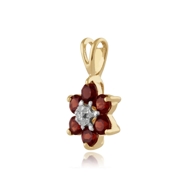 Floral Garnet & Diamond Cluster Stud Earrings & Pendant Set Image 5