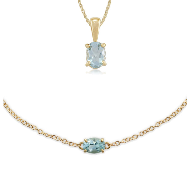 Classic Aquamarine Pendant & Bracelet Set Image 1