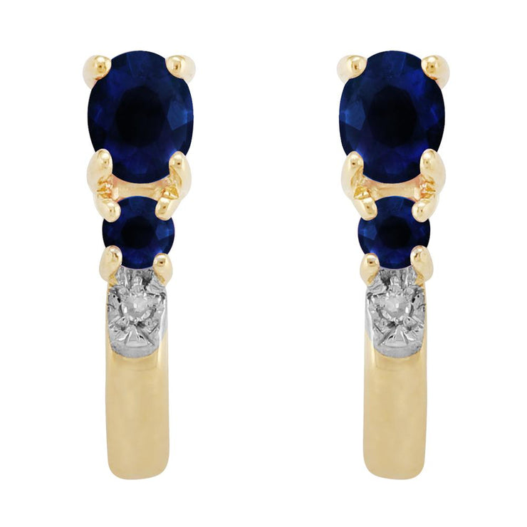 Classic Sapphire & Diamond Hoop Earrings Image 1