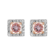 Classic Morganite Stud Earrings & Diamond Square Ear Jacket Image 1 