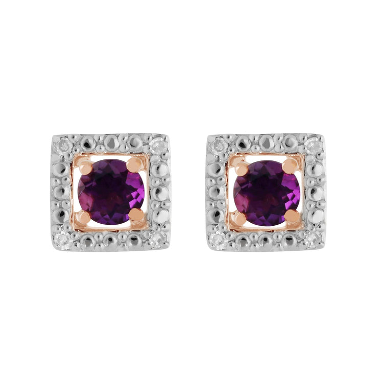 Classic Amethyst Stud Earrings & Diamond Square Ear Jacket Image 1 