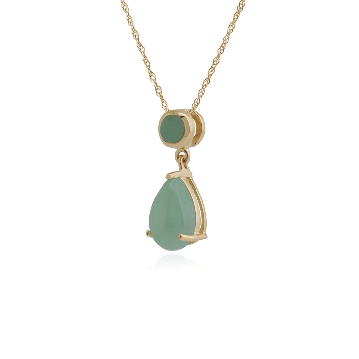 Classic Pear & Round Green Jade Pendant Image 2