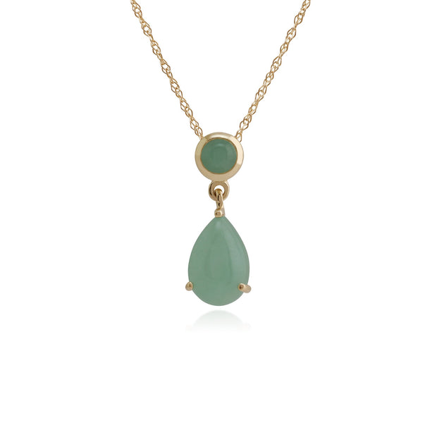 Classic Pear & Round Green Jade Pendant Image 1