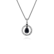 Classic Sapphire & Marcasite Drop Earrings & Necklace Set Image 3