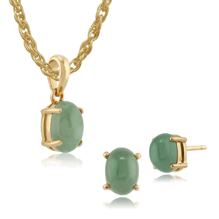 Classic Jade Stud Earrings & Pendant Set Image 1