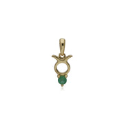 Emerald Taurus Zodiac Charm in 9ct Yellow Gold
