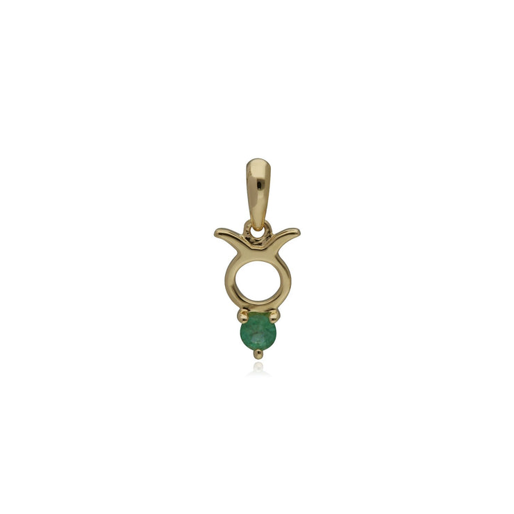 Emerald Taurus Zodiac Charm in 9ct Yellow Gold