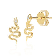 ECFEW™ Diamond Snake Wrap Stud Earrings in 9ct Yellow Gold