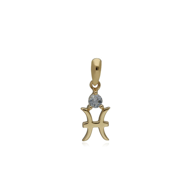 Aquamarine Pisces Zodiac Charm 9ct Yellow Gold