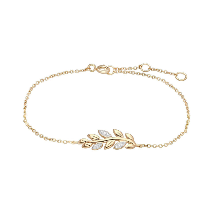 O Leaf Diamond Bracelet & Ring Set in 9ct Yellow Gold